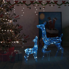 Decoratiune de Craciun familie reni 160 LED-uri albastru acril GartenMobel Dekor