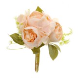 Buchet flori artificiale cu bujori si frunze verzi