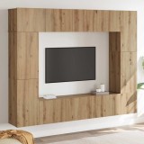 Cumpara ieftin Set comodă TV Pe perete 8 pcs stejar artizanal 80 x 30 x 30 cm