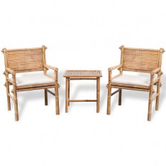 Set mobilier de exterior cu masa laterala ?i perne, bambus foto