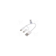 Cablu mufa Apple Lightning, USB A mufa, USB B micro mufa, {{Versiune}}, lungime 150mm, alb, LOGILINK - CU0115