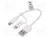 Cablu mufa Apple Lightning, USB A mufa, USB B micro mufa, {{Versiune}}, lungime 150mm, alb, LOGILINK - CU0115 foto