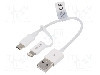 Cablu mufa Apple Lightning, USB A mufa, USB B micro mufa, {{Versiune}}, lungime 150mm, alb, LOGILINK - CU0115