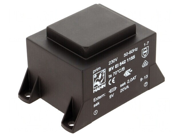 Transformator &icirc;ncapsulat 20VA 230VAC 9V PCB