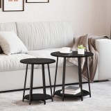 vidaXL Set 2 mese laterale, stejar negru, lemn prelucrat și metal