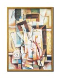 Cumpara ieftin Tablou cubist pictat manual inramat, Muza, 75x55cm ulei pe panza, gata de agatat pe perete