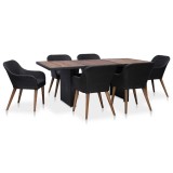 Cumpara ieftin Set mobilier de exterior cu perne, 7 piese, negru, poliratan