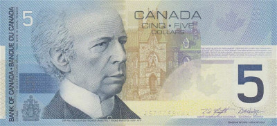 CANADA █ bancnota █ 5 Dollars █ 2002 / 2003 █ P-101b █ UNC █ necirculata foto