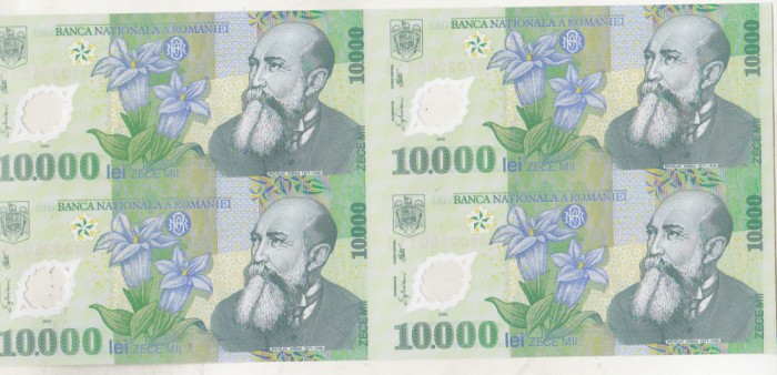 bnk bn 10000 lei 2000 Ghizari - coala de 4 , FARA certificat de autenticitate