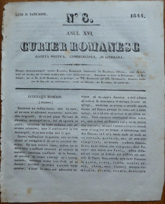 Curier romanesc , gazeta politica , comerciala si literara , nr. 8 din 1844 foto