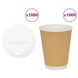 vidaXL Cești de cafea din h&acirc;rtie cu capace 1000 buc 12 oz 300 ml 3325225