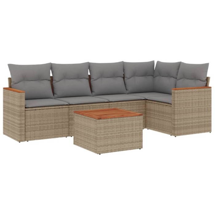 Set canapele de gradina cu perne, 6 piese, bej, poliratan