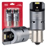 Becuri auto LED AMiO Full Canbus PRO BA15S P21W, 2x1860SMD, lumina alba, 12V/24V, pentru lumini de pozitie, semnalizari laterale si interior