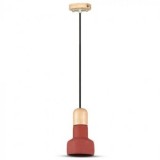 PENDUL TAVAN SOCLU E27 MATERIAL LEMN/CIMENT - ROSU, V-TAC
