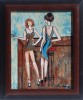 PICTURA, TABLOU modern, decorativ, &quot;FETE LA BAR&quot; NOU, pictor roman, Portrete, Ulei, Avangardism