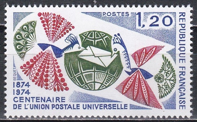 Franta 1974 - 100 de ani de Uniune Poștală Universală, MNH