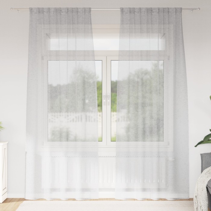 vidaXL Perdele cu perdele 2 pcs Gri deschis Poliester