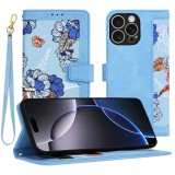 Husa flipcraft pentru iphone 16 pro max - protectie 360, design floral, vibrant&Acirc;&nbsp;blue