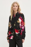 Desigual camasa NAGOYA femei, culoarea negru, cu guler clasic, regular, 24WWCW15