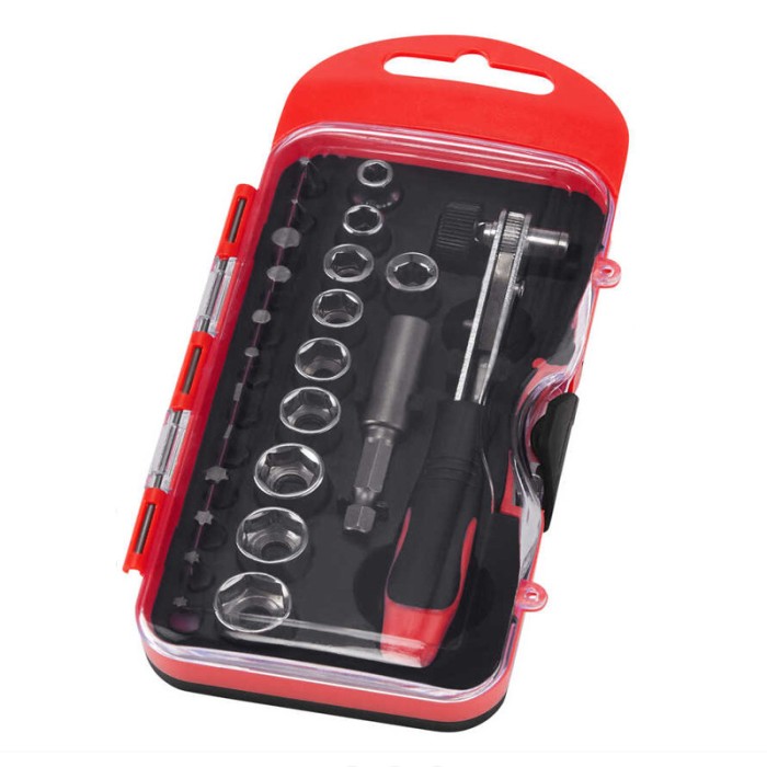 Set trusa cu biti, tubulare si adaptor My Poject, 24 piese