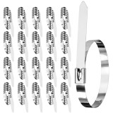 Cumpara ieftin Set 100 coliere metalice inox 250 mm, bride autoblocante din otel inoxidabil pentru prinderea cablurilor, instalatiilor, tevilor si conductelor, rezis