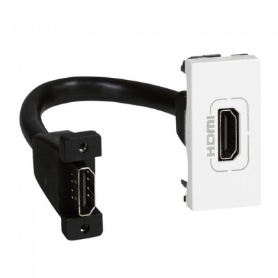 Priza conector HDMI Preconectata 1M Legrand Mosaic alb 078778 foto