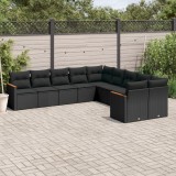 Cumpara ieftin Set canapele de grădină cu perne, 10 piese, negru, poliratan