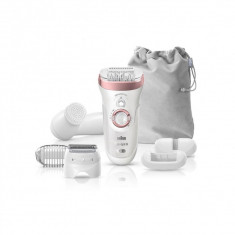 Epilator Braun Silk-epil series 9 SkinSpa SensoSmart 9-880, 7 Accesorii, Acumulator, Husa calatorie, Alb-Roz foto