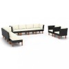 Set Mobilier Gradina Gossi, 10 Piese, Negru, Poliratan &amp; Lemn Eucalipt, Perne Incluse
