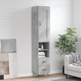 vidaXL Dulap &icirc;nalt, gri beton, 34,5x34x180 cm, lemn prelucrat