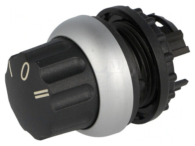 Comutator rotativ 22mm negru 3 poziții