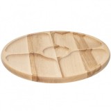 Tava rotativa pentru servire lemn fag 5 zone 33cm Zilan EXT 10029