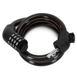 Antifurt bicicleta cu cifru, cablu metalic 95 cm, suport cadru, negru