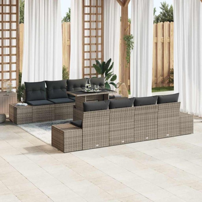 vidaXL Set de canapele pentru grădină 7 pcs Gri 100 x 55 x 73 cm
