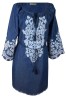 Rochie traditionala dama R, albastru/alb , marimea L, Bumbac