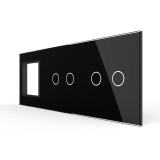 Cumpara ieftin Panou din sticla cu priza simpla si 2 &icirc;ntrerupatoare duble touch Livolo, negru