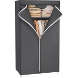 SONGMICS Dulap garderoba textil cu bara pentru haine si rafturi, organizator pentru dormitor sau dressing, 75x45x160 cm, gri