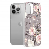 Techsuit - Marble Series - iPhone 13 Pro Max, gri cu flori