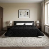 vidaXL Pilotă de vară Negru 200 x 200 cm Microfibră și fleece Teddy 42026184