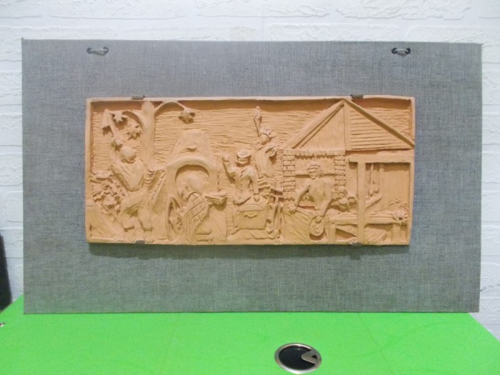 ARTA CERAMICA , sculptura lut , lucrare de arta plastica , expozitie / 58x34 cm