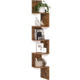 VASAGLE Raft de colt plutitor pe 5 niveluri, din lemn, 20x20x128cm, maro rustic Household NewTrend