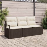 Cumpara ieftin Set de canapele pentru grădină cu pernă 3 pcs Maro, Crem