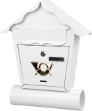 Cutie postala Nestor alba din metal cu tub pentru ziare, 37x10x44 cm