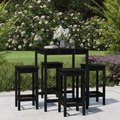 vidaXL Set mobilier bar de grădină, 5 piese, negru, lemn masiv de pin 3154734