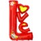 Balon din folie metalizata, flippy, figurine, model love, tematica iubire, 110x64 cm, ambalaj individual, pai inclus, umflare cu aer sau heliu, rosu