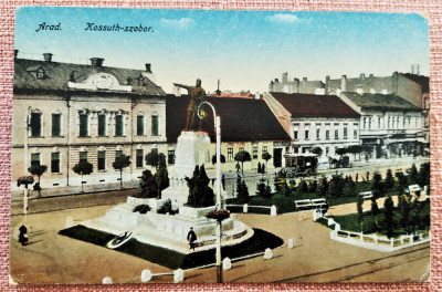 Arad. Statuia lui Kossuth - Carte postala veche color, necirculata foto