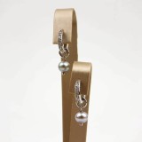 Cumpara ieftin Cercei Argint 925 placati cu aur, Perle Cultură Gri, Zirconiu Cubic, 2cm, Purity. Cutie Cadou inclusa. Fabricat in Italia