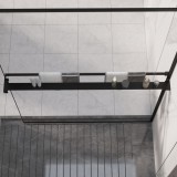 Raft Duș Negru 115cm vidaXL Aluminiu, Montare Cabină Duș, Suport Prosoape, Șampon, Condiționer, Rezistent Coroziune