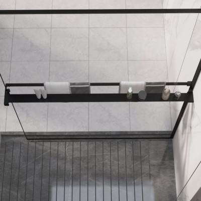 vidaXL Raft de duș pentru perete cabină de duș negru, 115 cm, aluminiu foto
