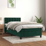 vidaXL Pat box spring cu saltea, verde &icirc;nchis, 80x200 cm, catifea 3141512